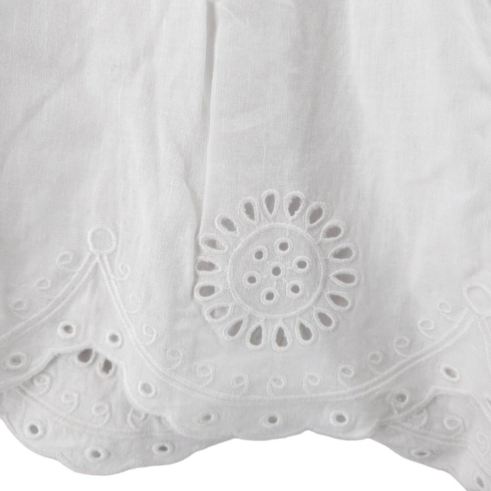 J.McLaughlin White‎ Linen Blend Eyelet Scalloped Hem Tiered Midi Skirt Large NWT - Picture 11 of 14